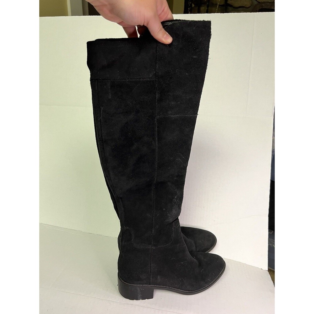 Cole Haan Women’s Black Suede Knee High Tall Boots Low Block Heels Size 8.5